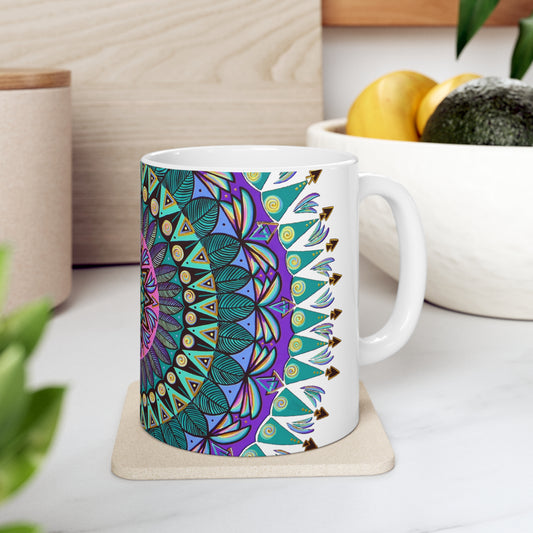 "Mandaladiosa" White Ceramic Mug