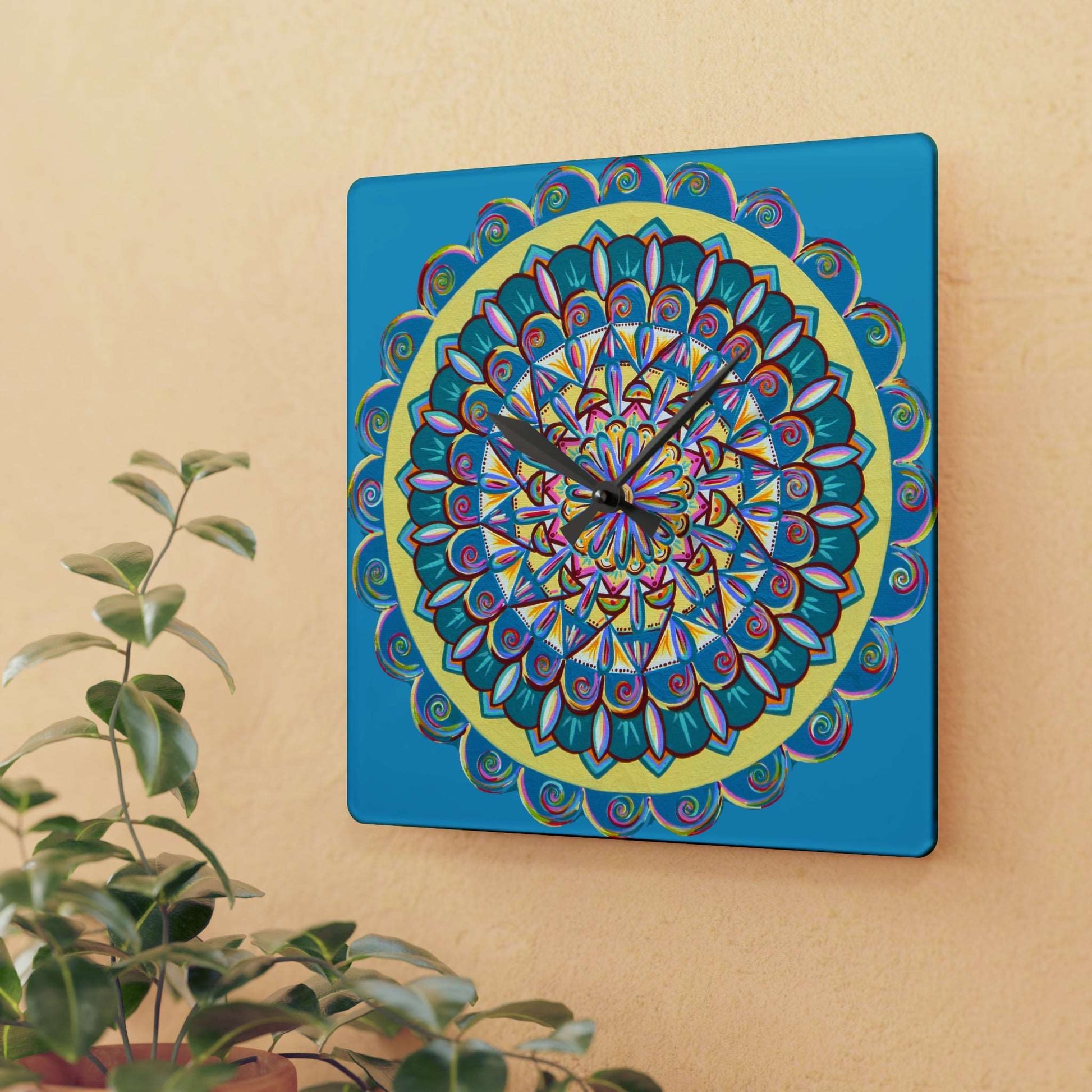 "Almandalayana" Cosmic Clock - Blue Flame Array Home Decor