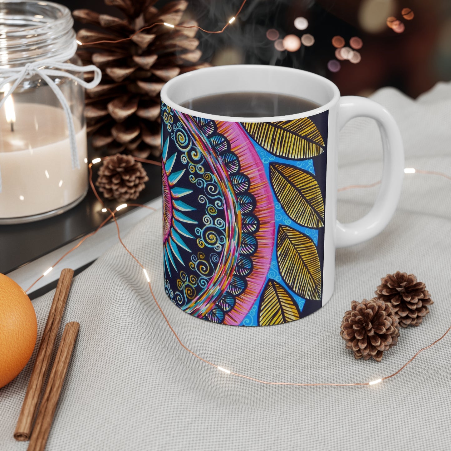 "Mandalamirananda" White Ceramic Mug