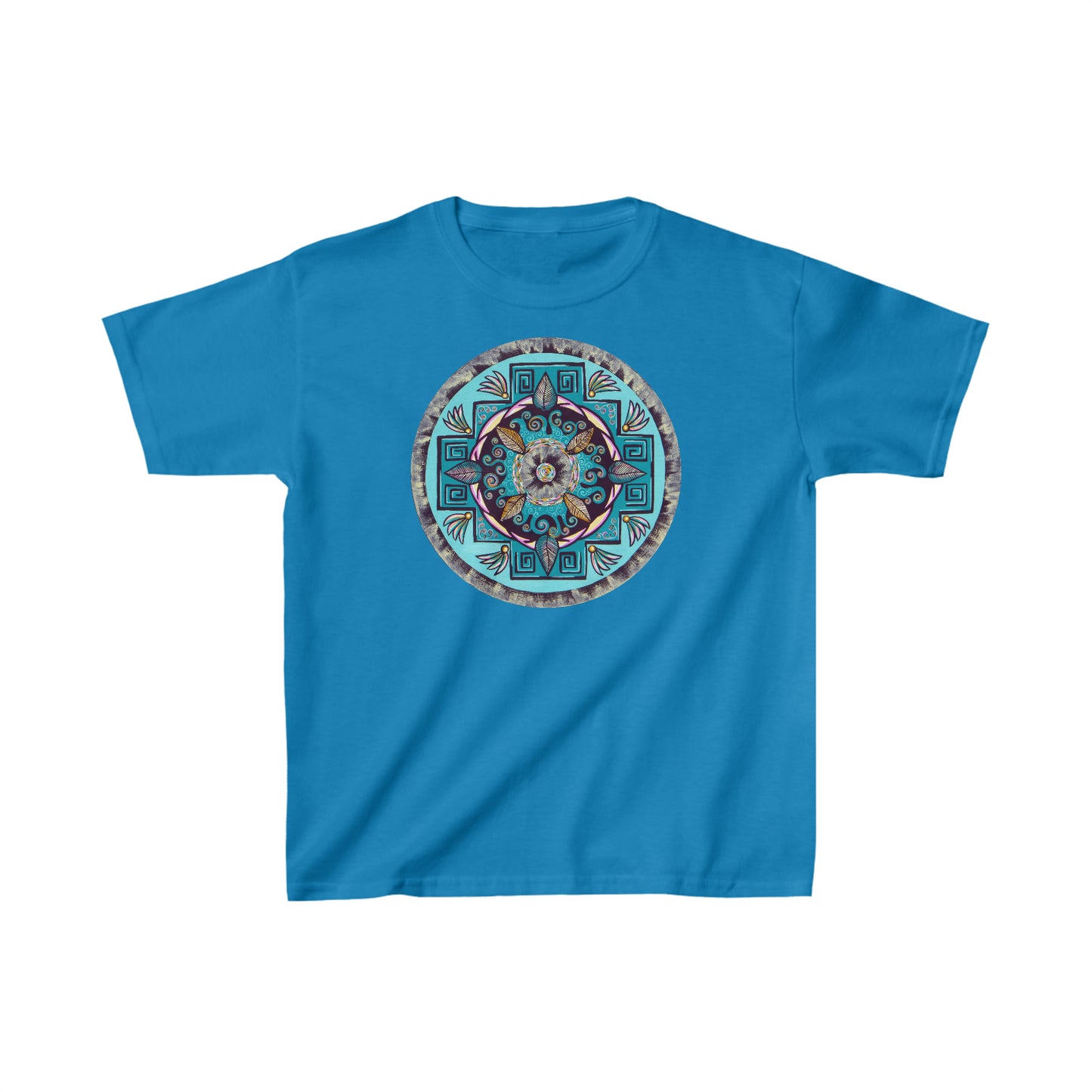 "Hojachakana" Heavy Cotton Tee - Blue Flame Array XS / Sapphire Kids clothes