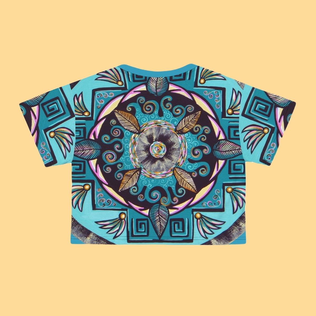 "Hojachakana" Crop Tee - Blue Flame Array All Over Prints