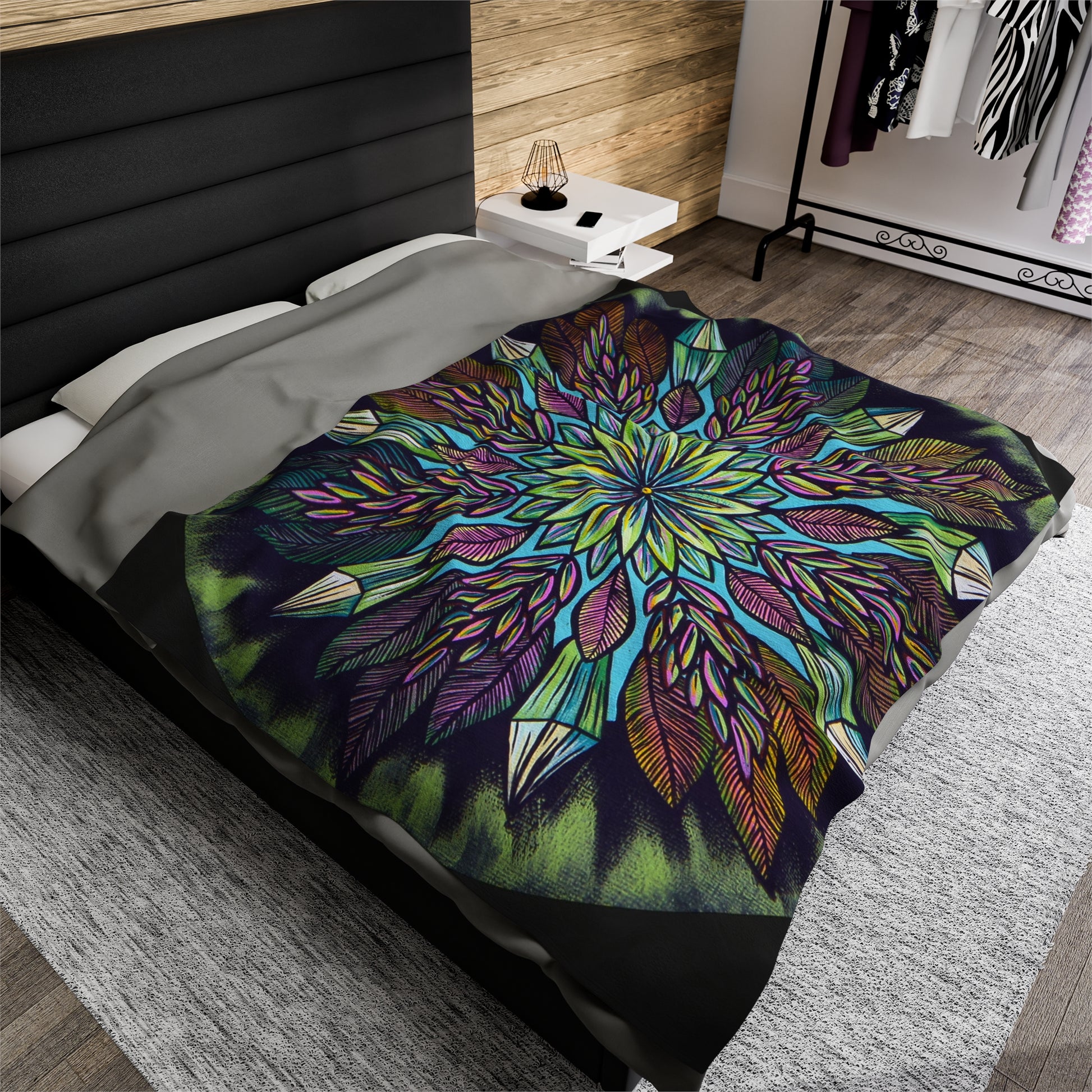 "Krystalhoja" Dreamcatcher Blanket - Blue Flame Array 60" × 80" All Over Prints