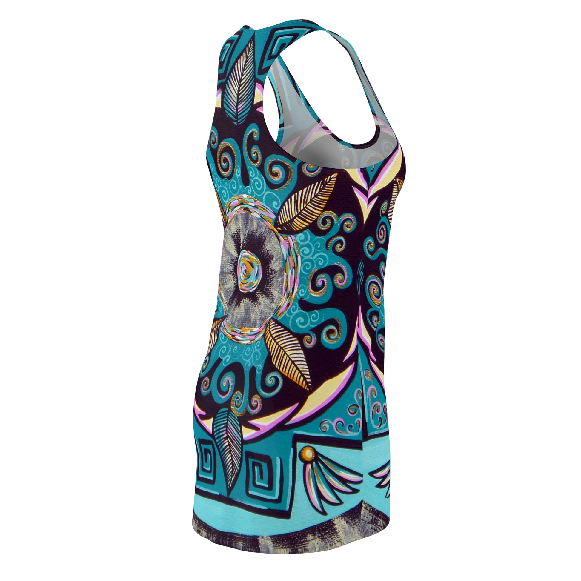 "Hojachakana" Ladies Racerback Dress - Blue Flame Array All Over Prints