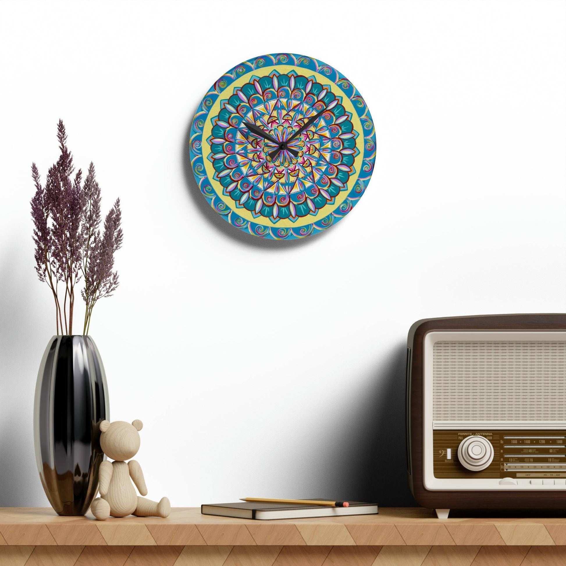 "Almandalayana" Cosmic Clock - Blue Flame Array Home Decor