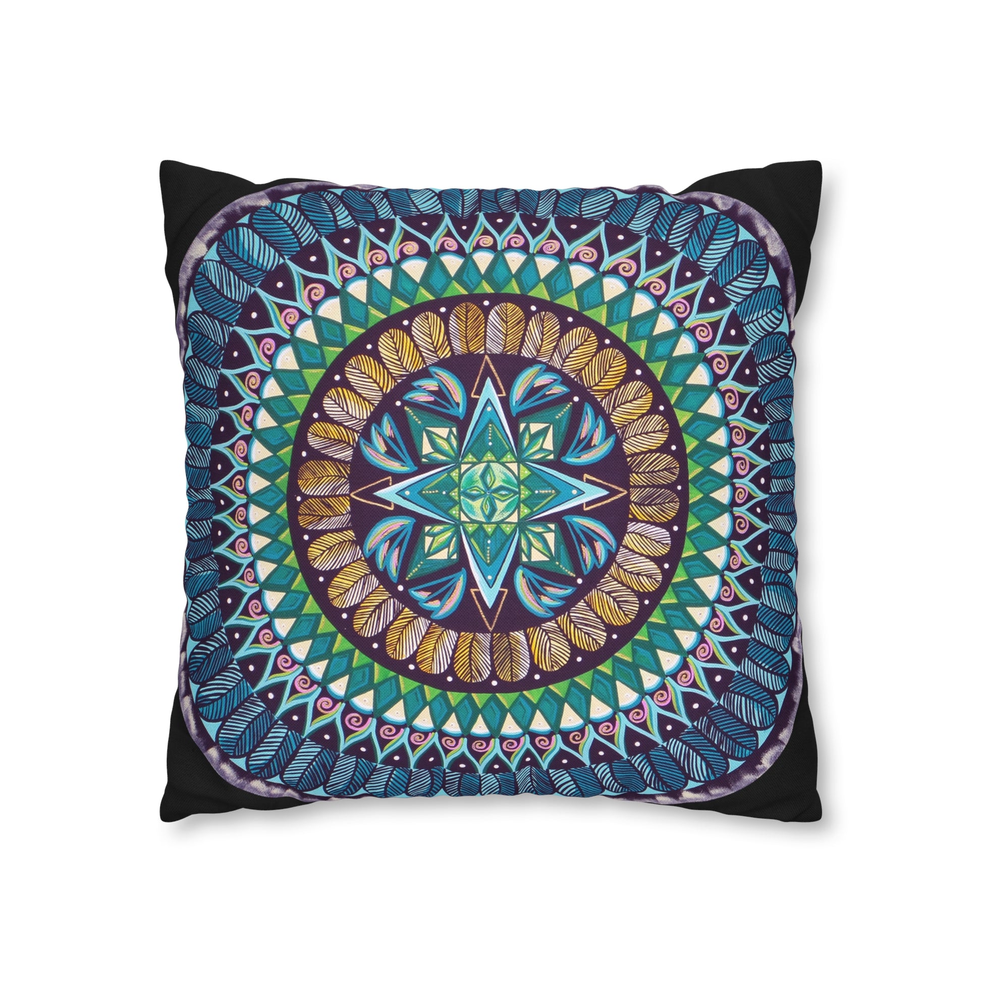 "AquilazurA Kryst'dala" Dreamcatcher Pillow Cover - Blue Flame Array Home Decor