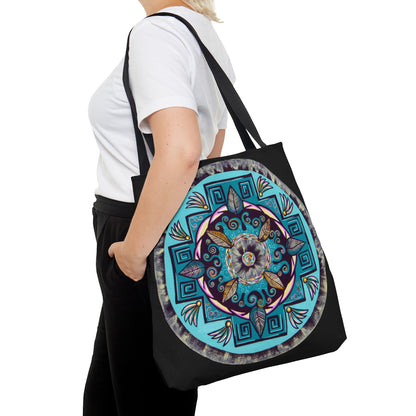 "Hojachakana" Tote Bag (All-Over-Print) - Blue Flame Array Large Bags