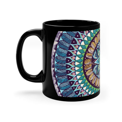 "AquilazurA Kryst'dala" Black Ceramic Mug - Blue Flame Array Mug