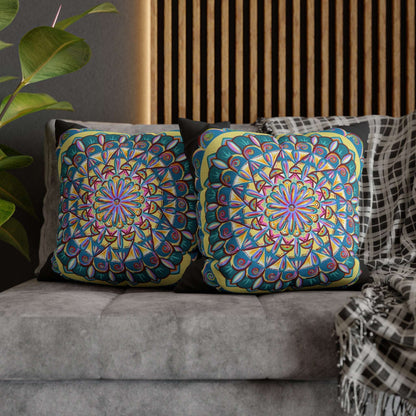 "Almandalayana" Dreamcatcher Pillow Cover - Blue Flame Array Home Decor