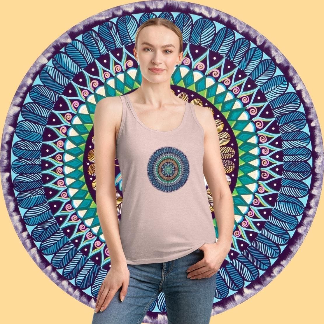 "AquilazurA Kryst'dala" Ladies Organic Tank Top - Blue Flame Array Tank Top