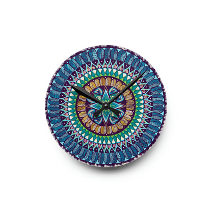 "AquilazurA Kryst'dala" Cosmic Clock - Blue Flame Array 8'' × 8'' (Round) Home Decor