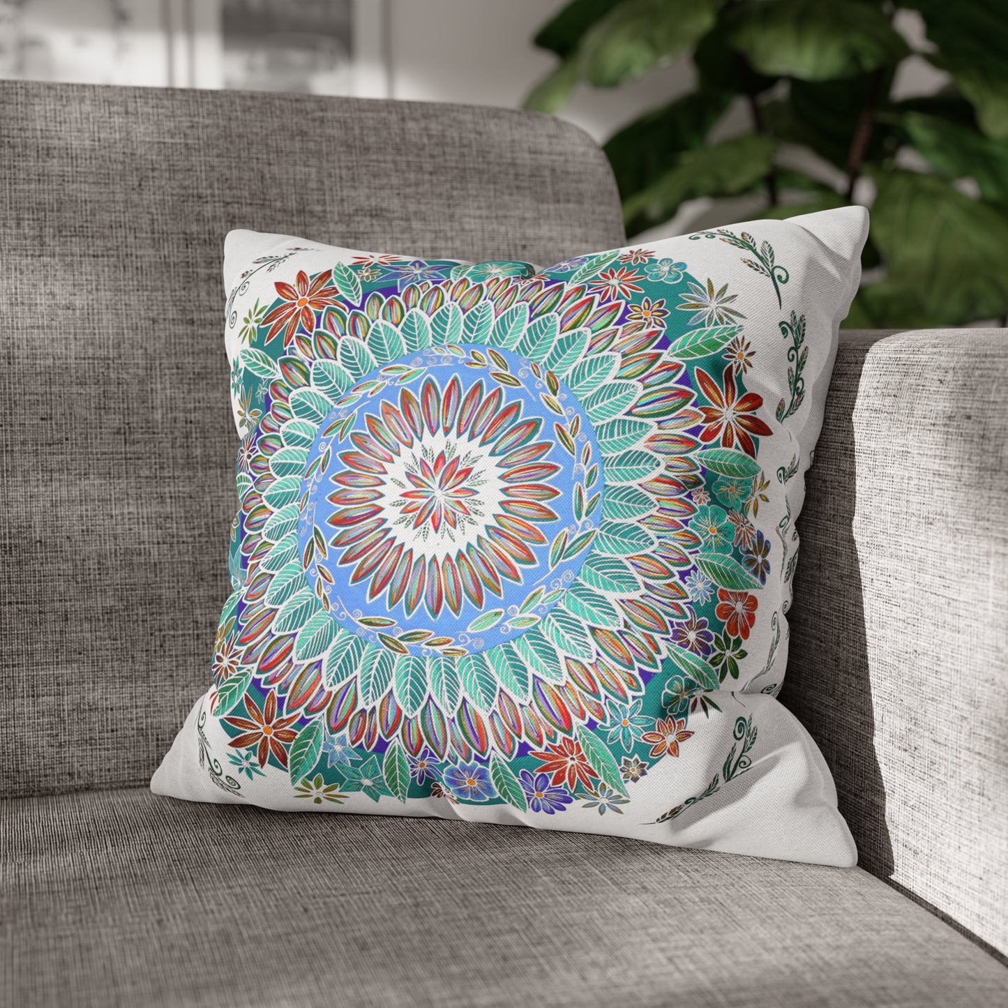 "Mandalavida Blanka" Dreamcatcher Pillow Cover