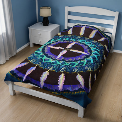 "Cuatro Vientos" Dreamcatcher Blanket - Blue Flame Array All Over Prints