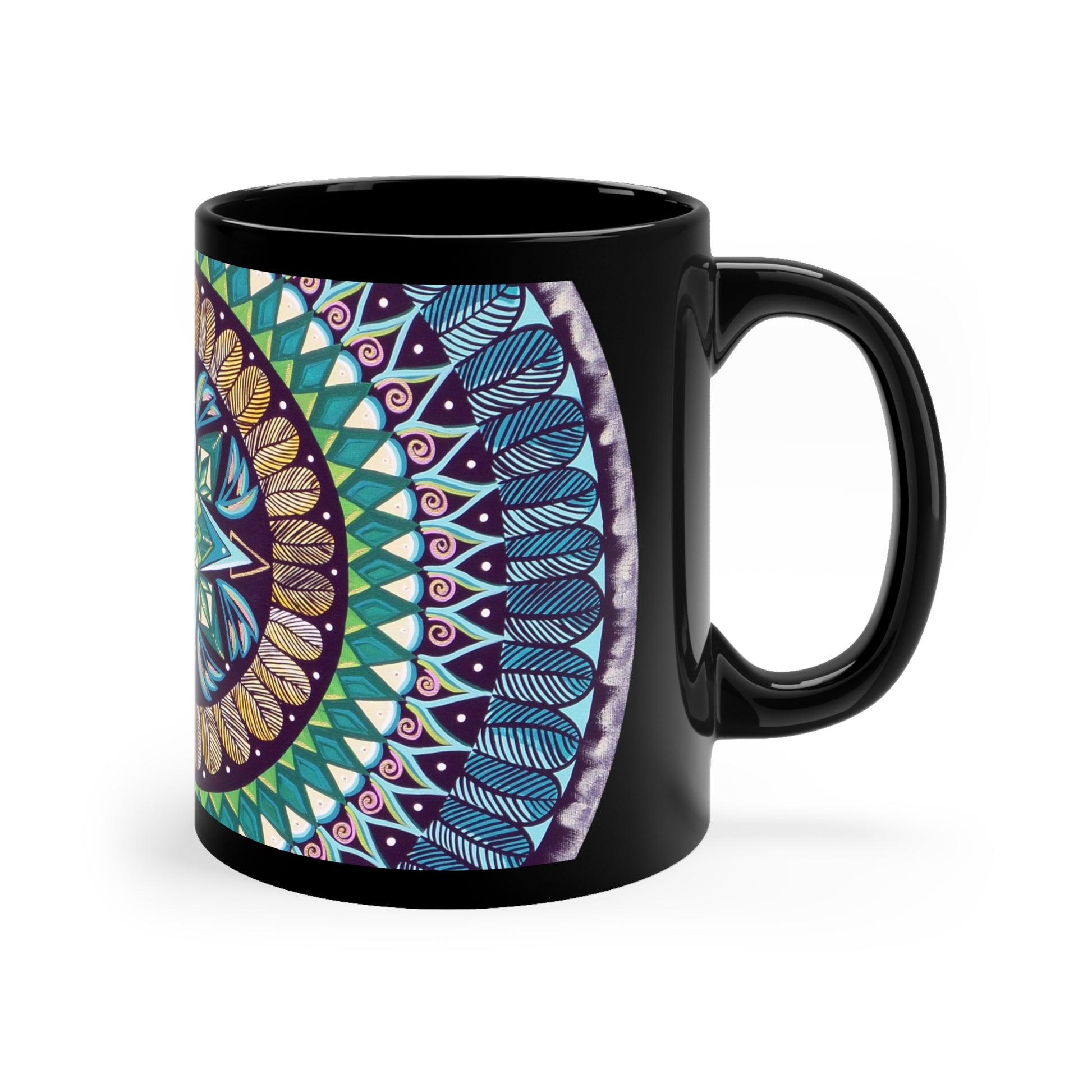 "AquilazurA Kryst'dala" Black Ceramic Mug - Blue Flame Array Mug