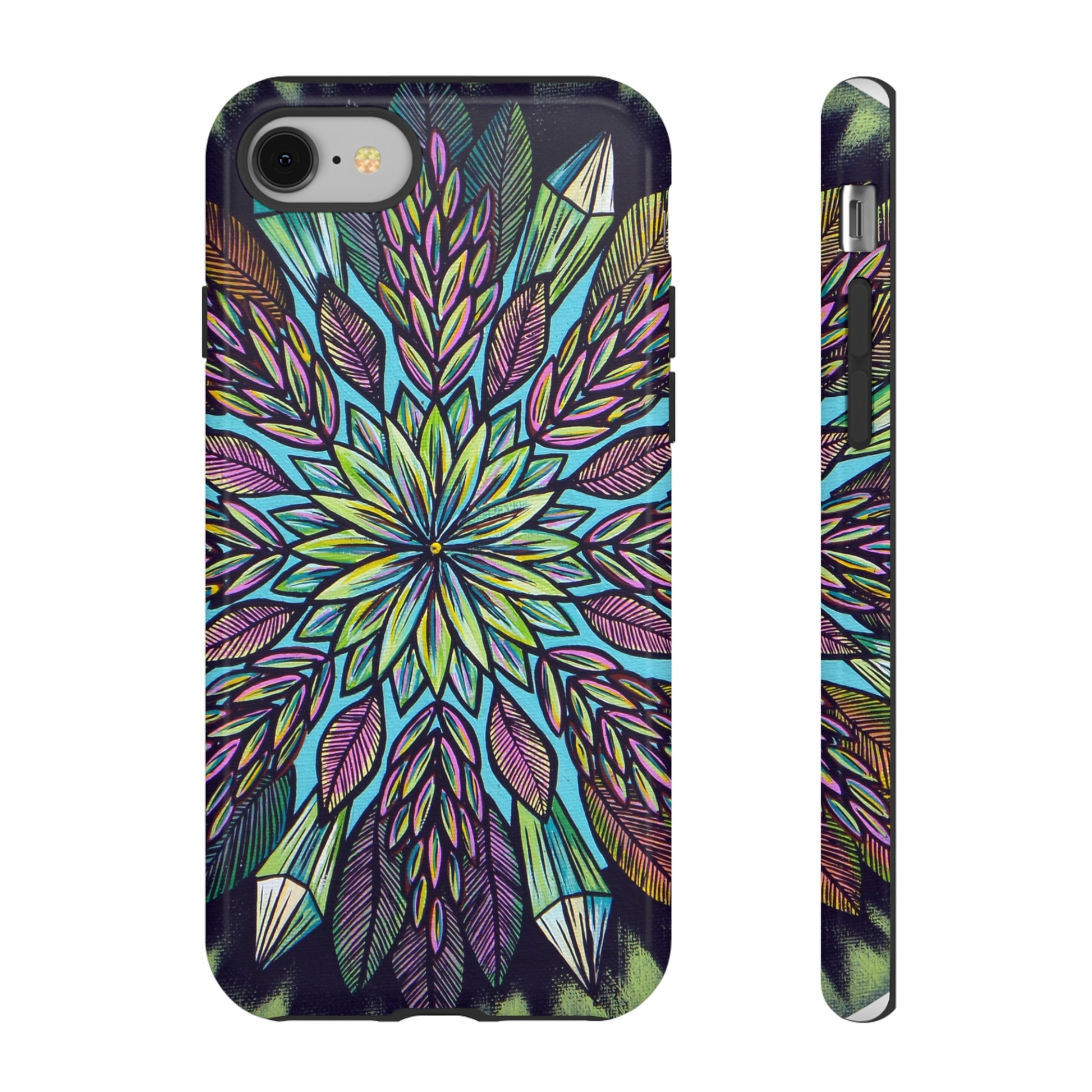 "Krystalhoja" Art Phone Armor - Blue Flame Array iPhone 8 / Glossy Phone Case