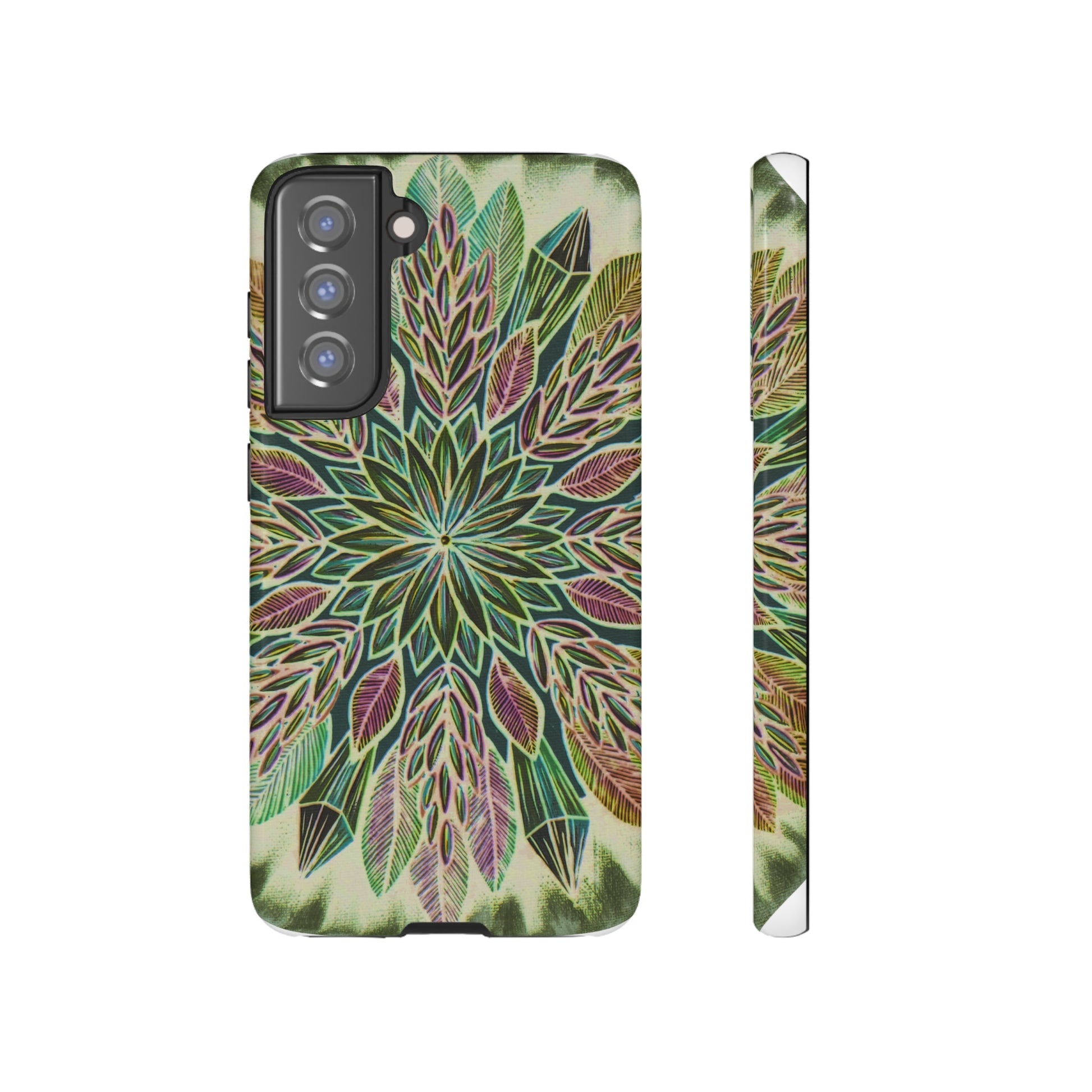 "Krystalhoja Verde" Art Phone Armor - Blue Flame Array Samsung Galaxy S21 FE / Glossy Phone Case