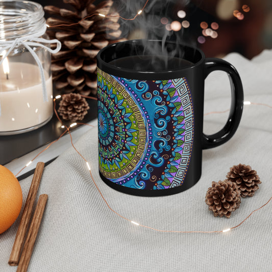 "Mandaquala" Black Ceramic Mug