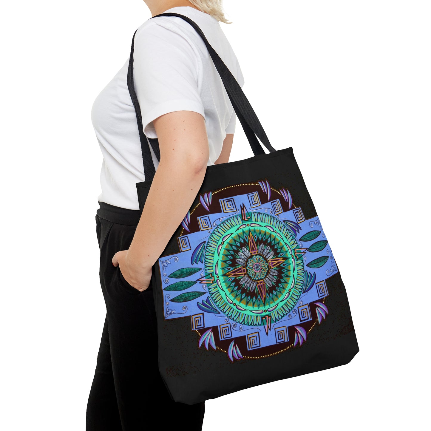 "Plumachakana" Tote Bag (All-Over-Print) - Blue Flame Array Large Bags