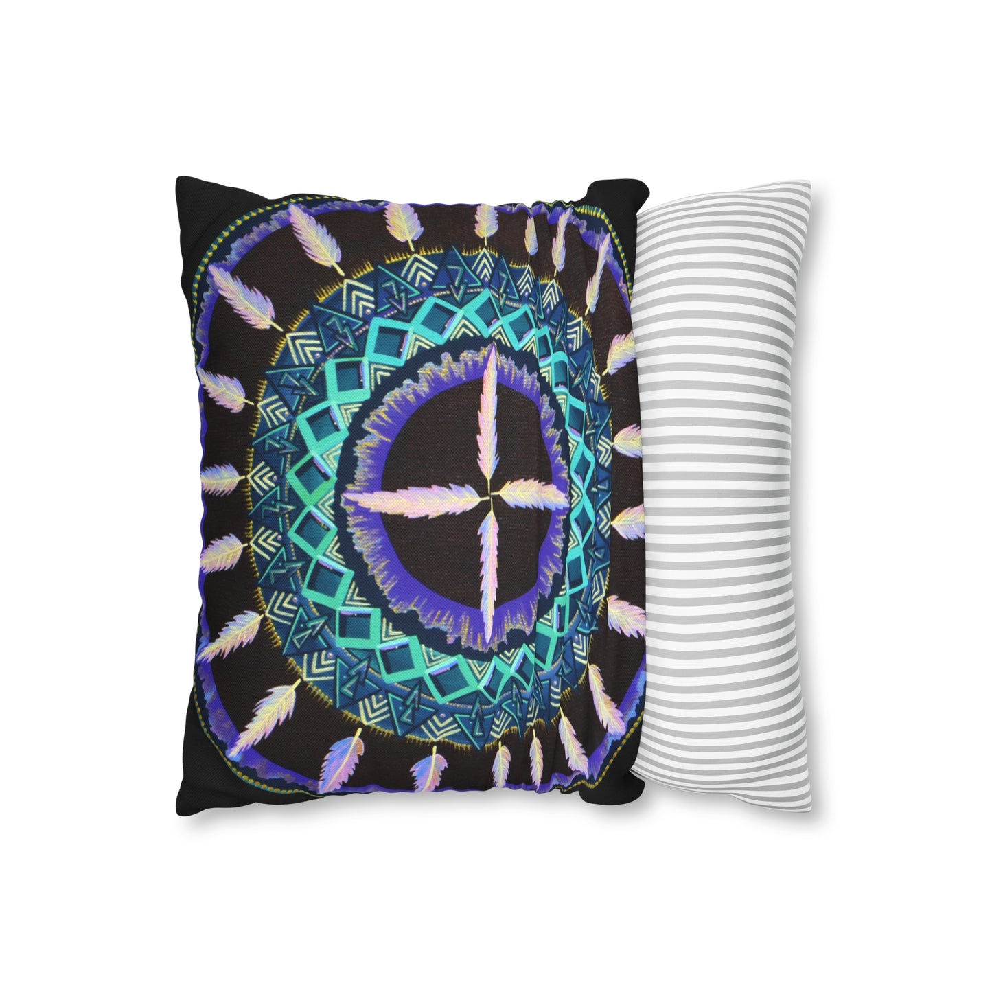 "Cuatro Vientos" Dreamcatcher Pillow Cover - Blue Flame Array Home Decor