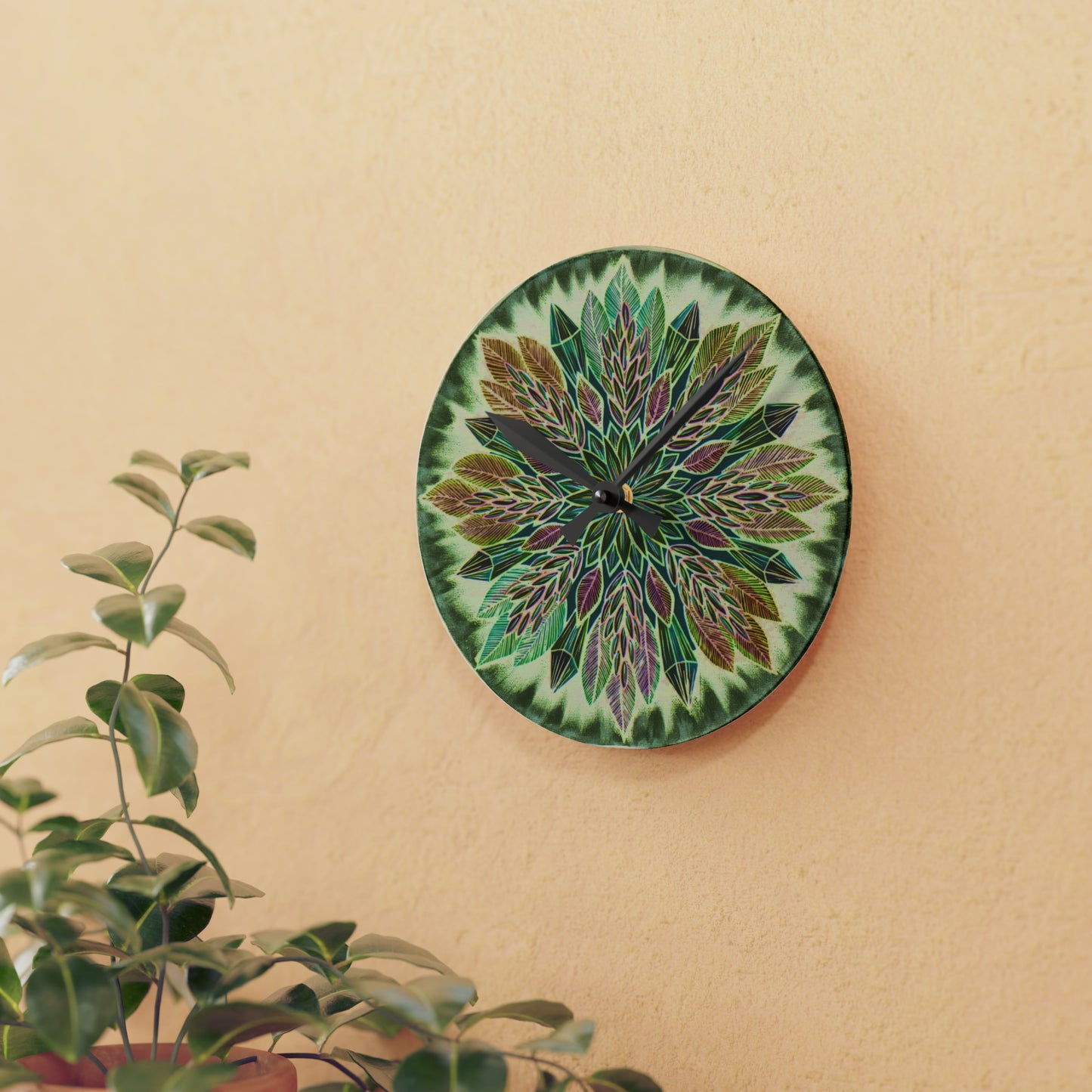 "Krystalhoja Verde" Cosmic Clock - Blue Flame Array Home Decor