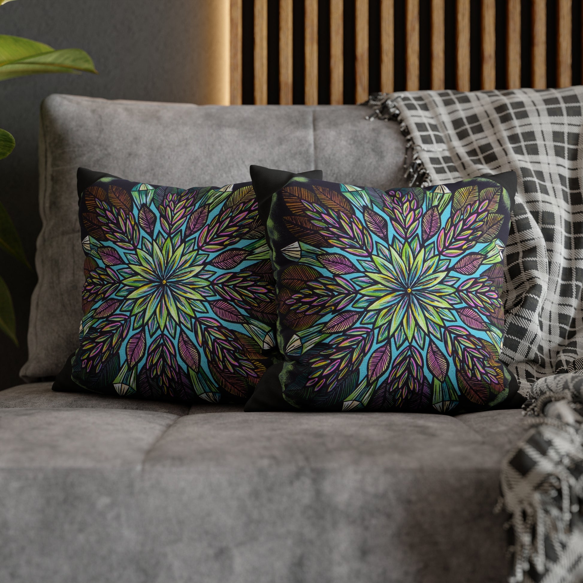 "Krystalhoja" Dreamcatcher Pillow Cover - Blue Flame Array Home Decor