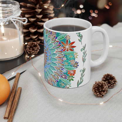 "Mandalavida Blanka" White Ceramic Mug