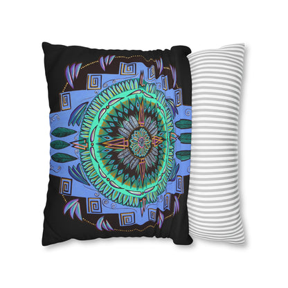 "Plumachakana" Dreamcatcher Pillow Cover - Blue Flame Array Home Decor