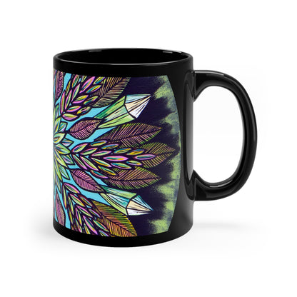 "Krystalhoja" Black Ceramic Mug - Blue Flame Array Mug