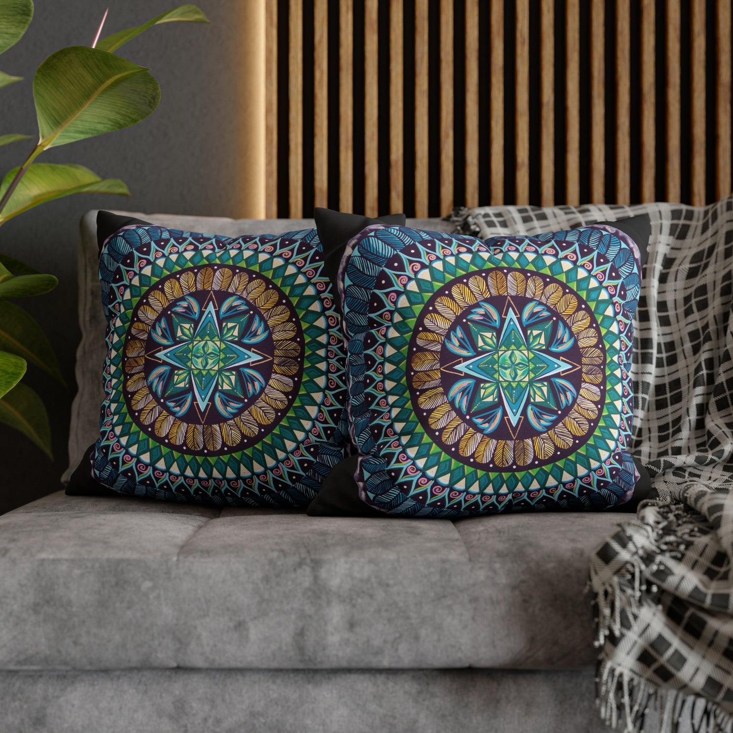 "AquilazurA Kryst'dala" Dreamcatcher Pillow Cover - Blue Flame Array Home Decor