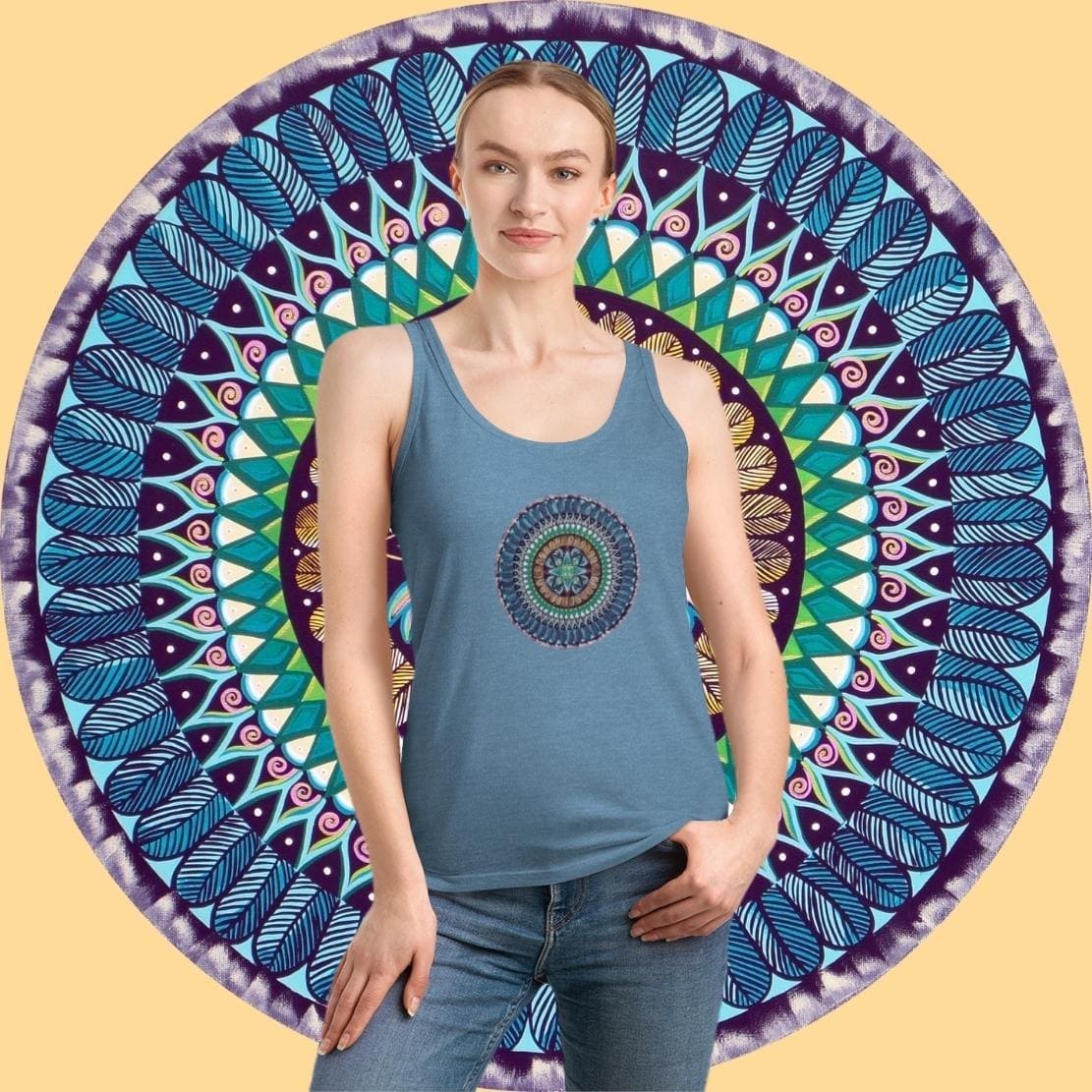 "AquilazurA Kryst'dala" Ladies Organic Tank Top - Blue Flame Array Tank Top