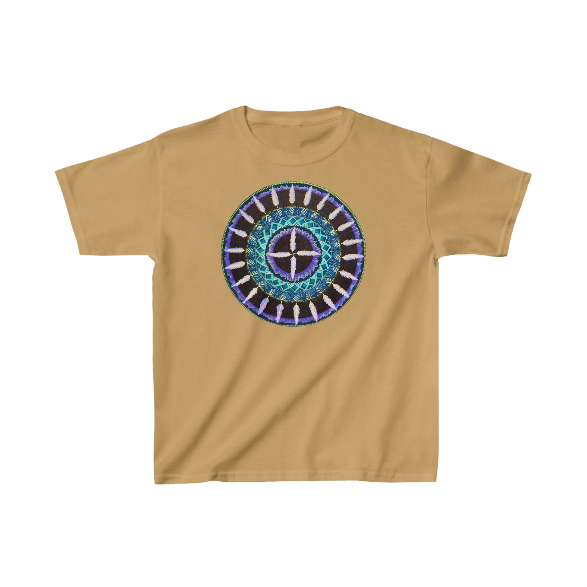 "Cuatro Vientos" Heavy Cotton Tee - Blue Flame Array XS / Old Gold Kids clothes