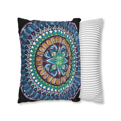 "AquilazurA Kryst'dala" Dreamcatcher Pillow Cover - Blue Flame Array Home Decor