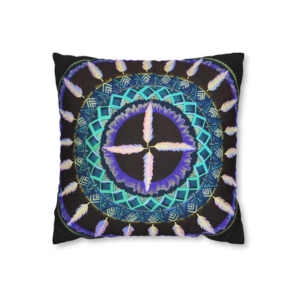 "Cuatro Vientos" Dreamcatcher Pillow Cover - Blue Flame Array Home Decor