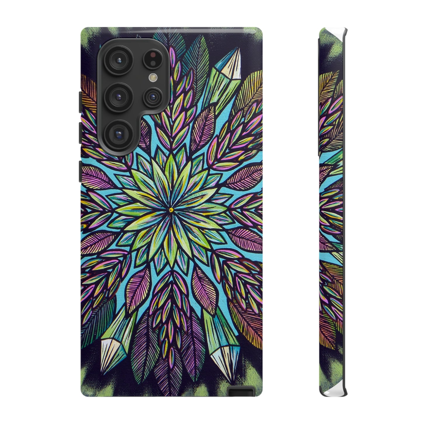 "Krystalhoja" Art Phone Armor - Blue Flame Array Samsung Galaxy S22 Ultra / Glossy Phone Case