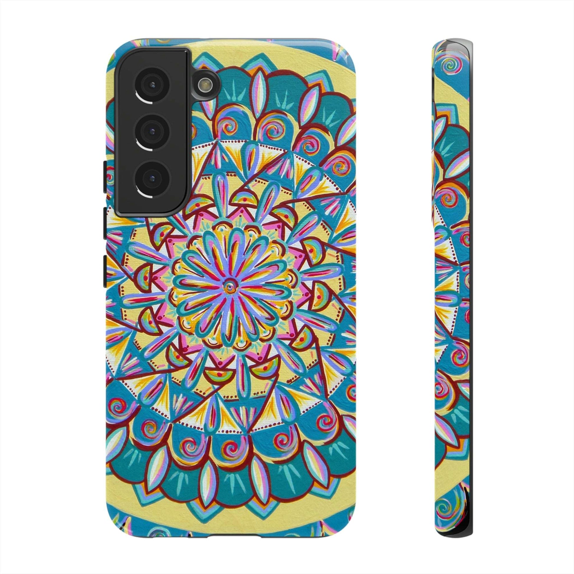 "Almandalayana" Art Phone Armor - Blue Flame Array Samsung Galaxy S22 / Glossy Phone Case