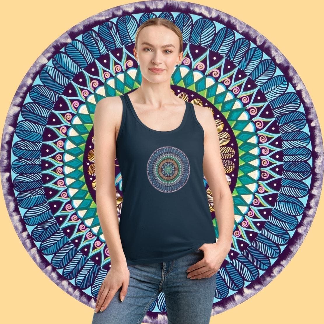 "AquilazurA Kryst'dala" Ladies Organic Tank Top - Blue Flame Array Tank Top