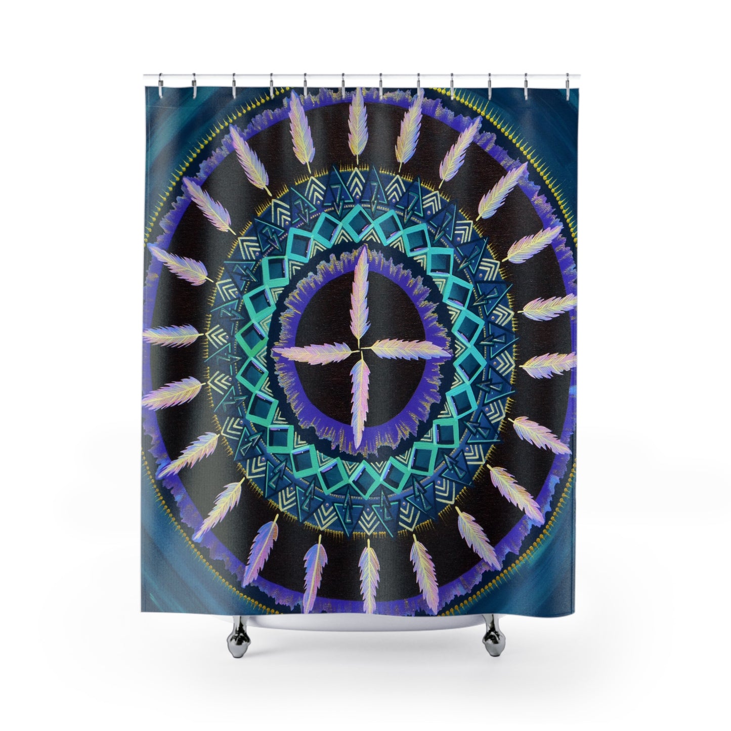 "Cuatro Vientos" Shower Curtains - Blue Flame Array Home Decor