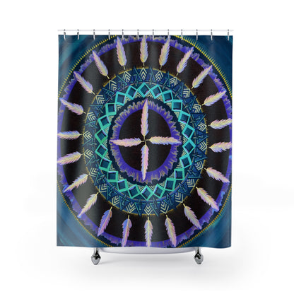 "Cuatro Vientos" Shower Curtains - Blue Flame Array Home Decor