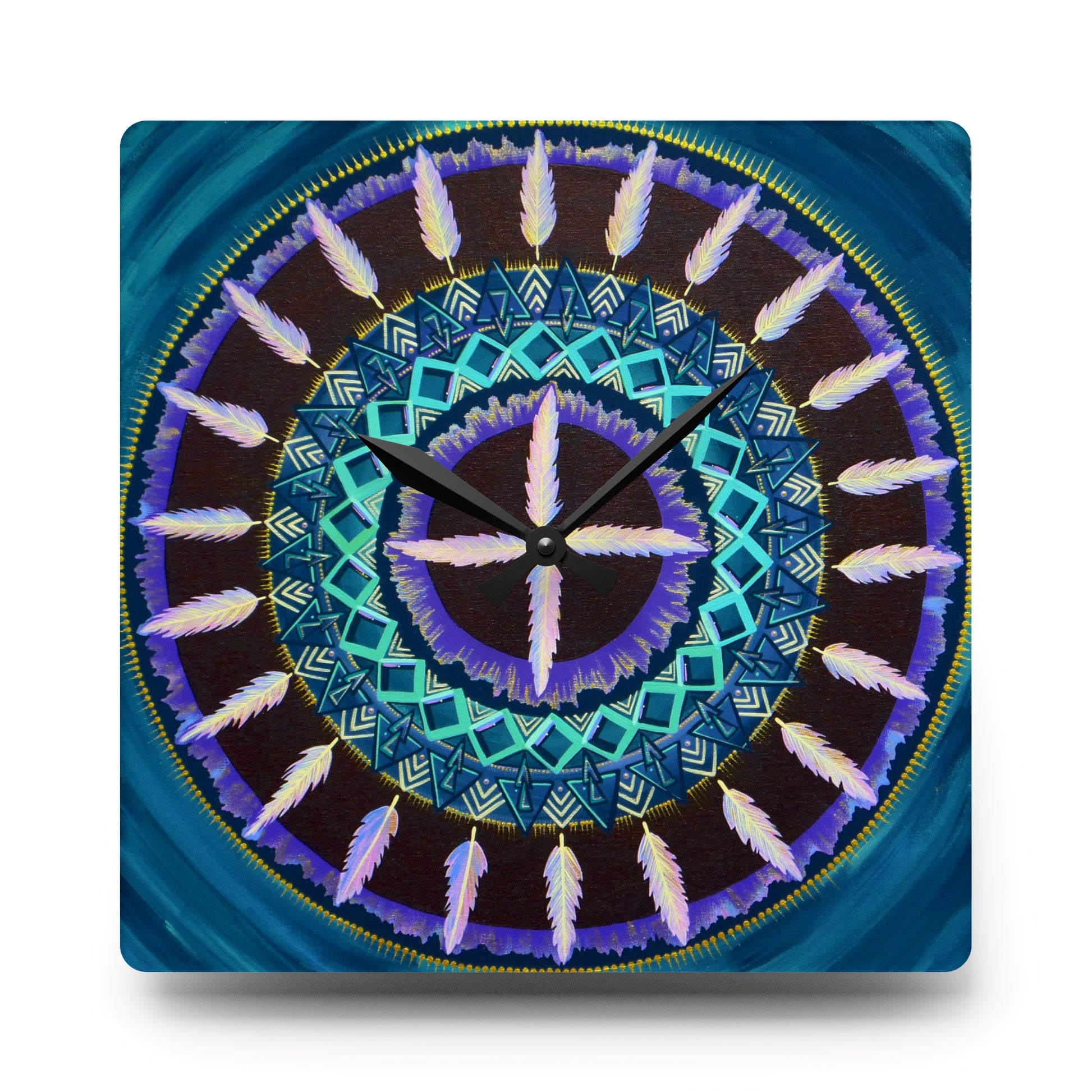 "Cuatro Vientos" Cosmic Clock - Blue Flame Array 10.75'' × 10.75'' (Square) Home Decor