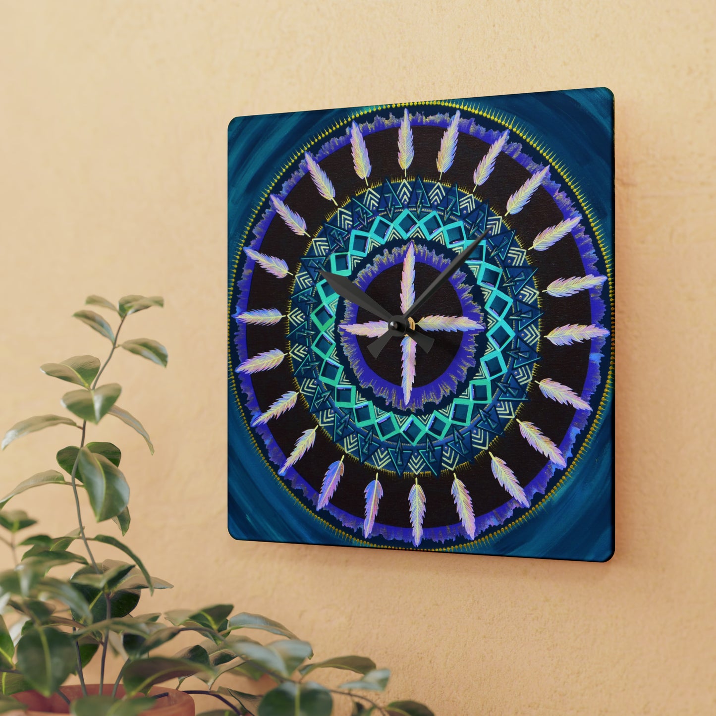 "Cuatro Vientos" Cosmic Clock - Blue Flame Array Home Decor