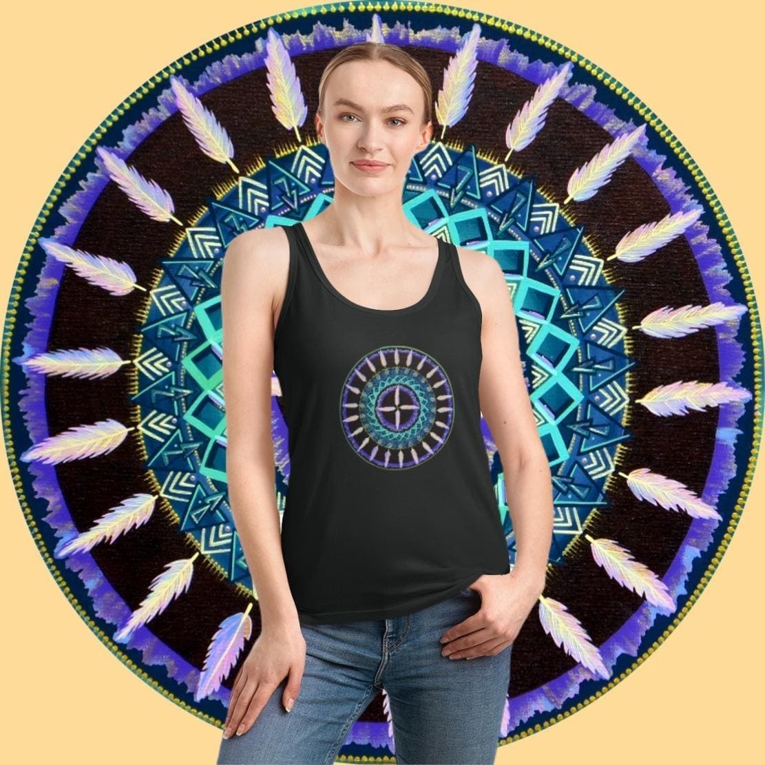 "Cuatro Vientos" Ladies Organic Tank Top - Blue Flame Array Tank Top