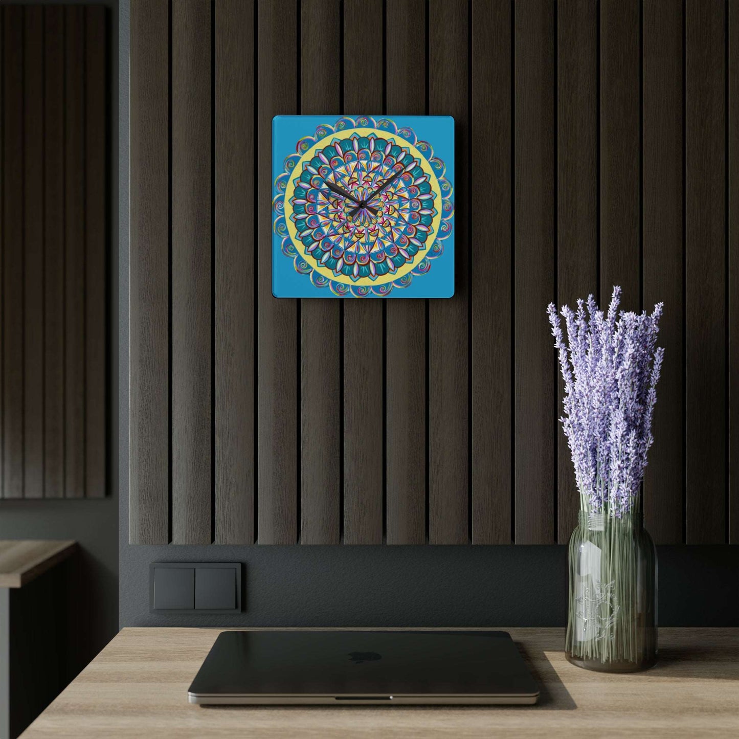 "Almandalayana" Cosmic Clock - Blue Flame Array Home Decor