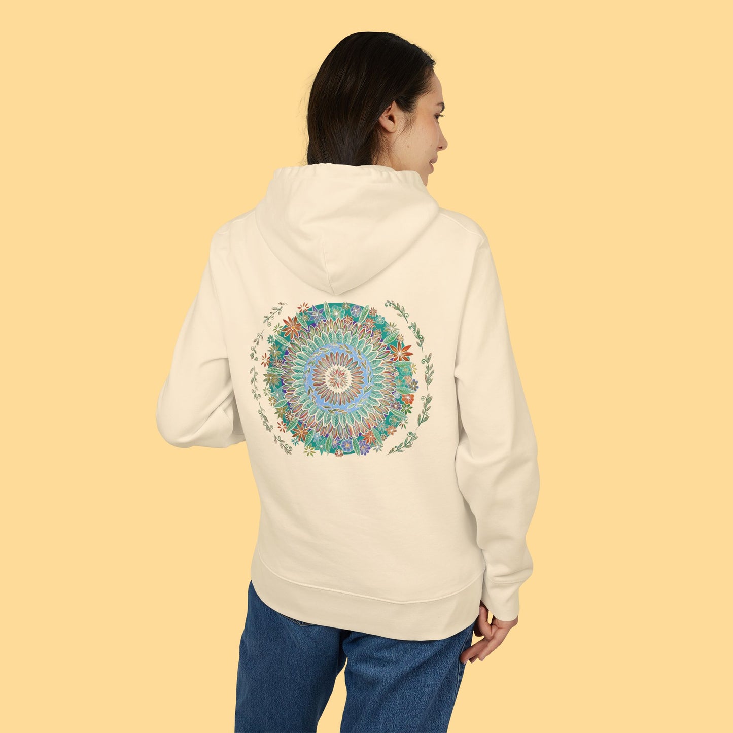 "Mandalavida" Organic Cruiser Hoodie (Font&Back Print)