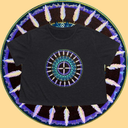 "Cuatro Vientos" Flowy Cropped Tee - Blue Flame Array T-Shirt