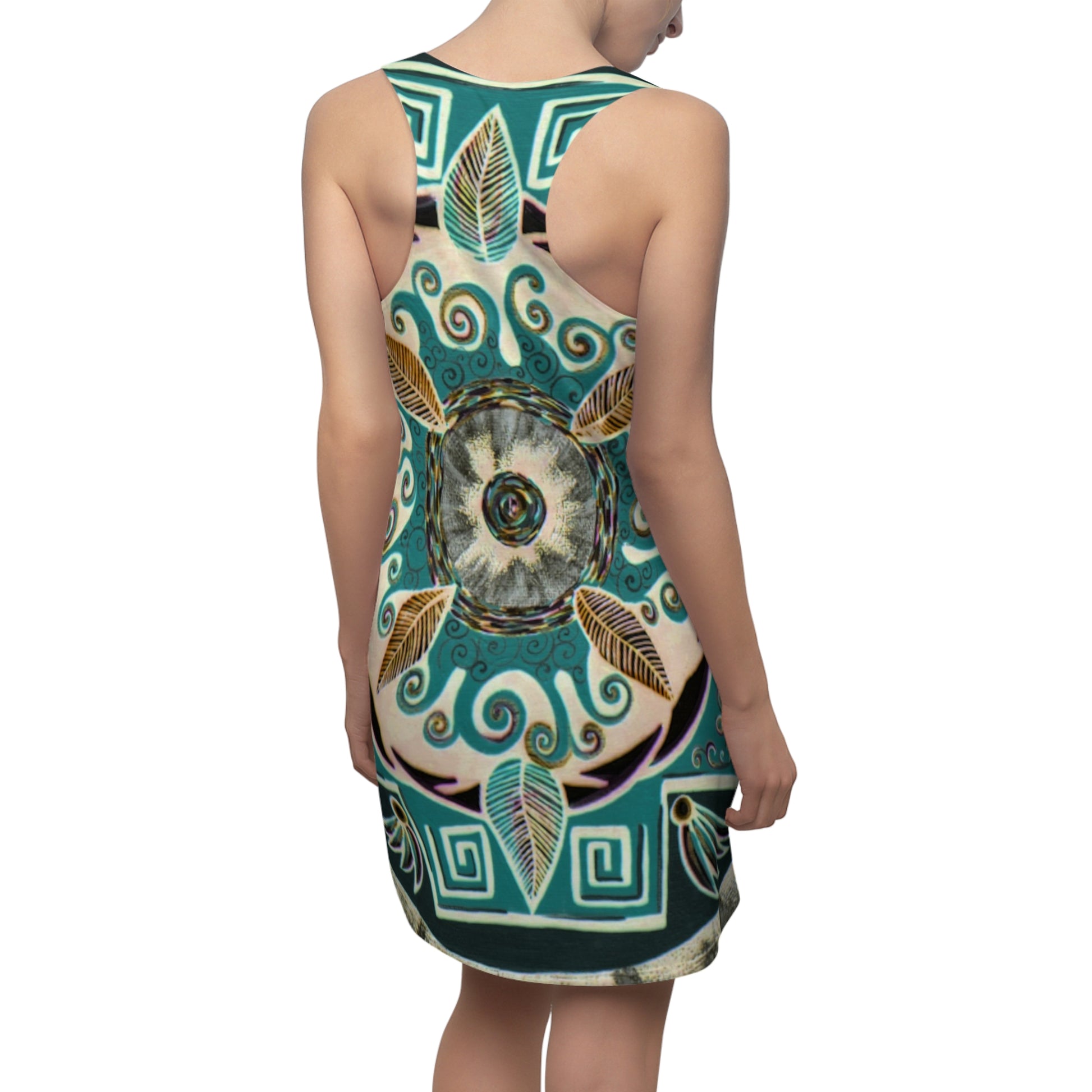 "Hojachakanazura" Ladies Racerback Dress - Blue Flame Array All Over Prints