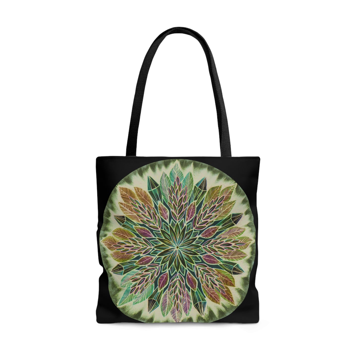 "Krystalhoja Verde" Tote Bag (All-Over-Print) - Blue Flame Array Bags