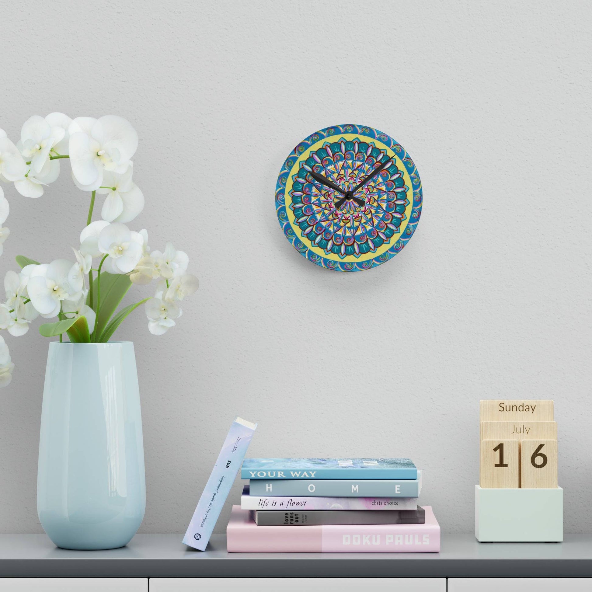 "Almandalayana" Cosmic Clock - Blue Flame Array Home Decor