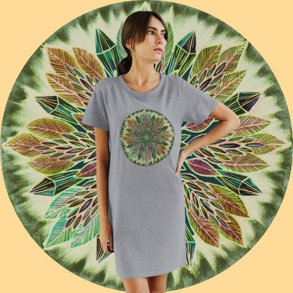 "Krystalhoja Verde" Organic T-Shirt Dress - Blue Flame Array T-Shirt