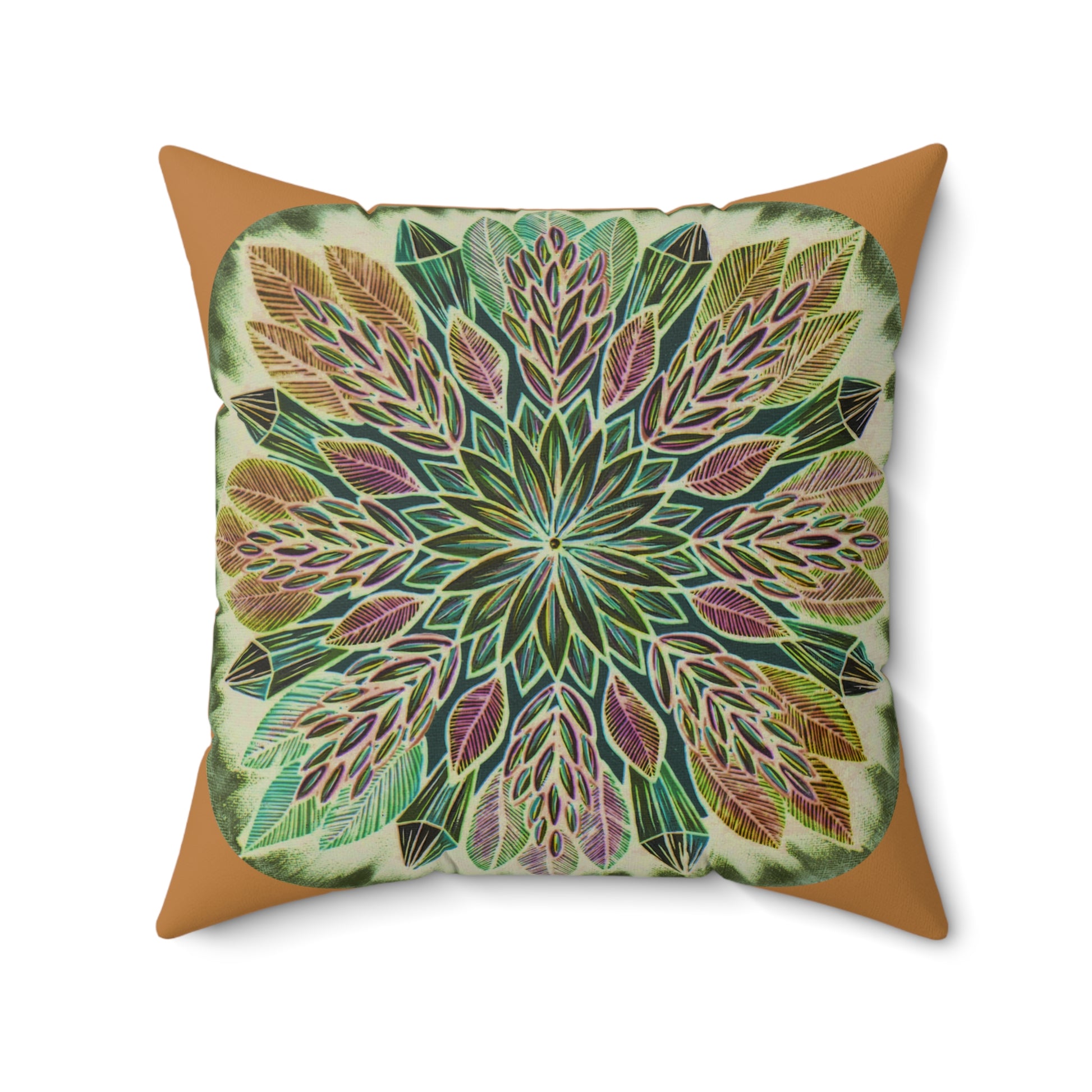 "Krystalhoja Verde" Dreamcatcher Pillow - Blue Flame Array 20" × 20" Home Decor