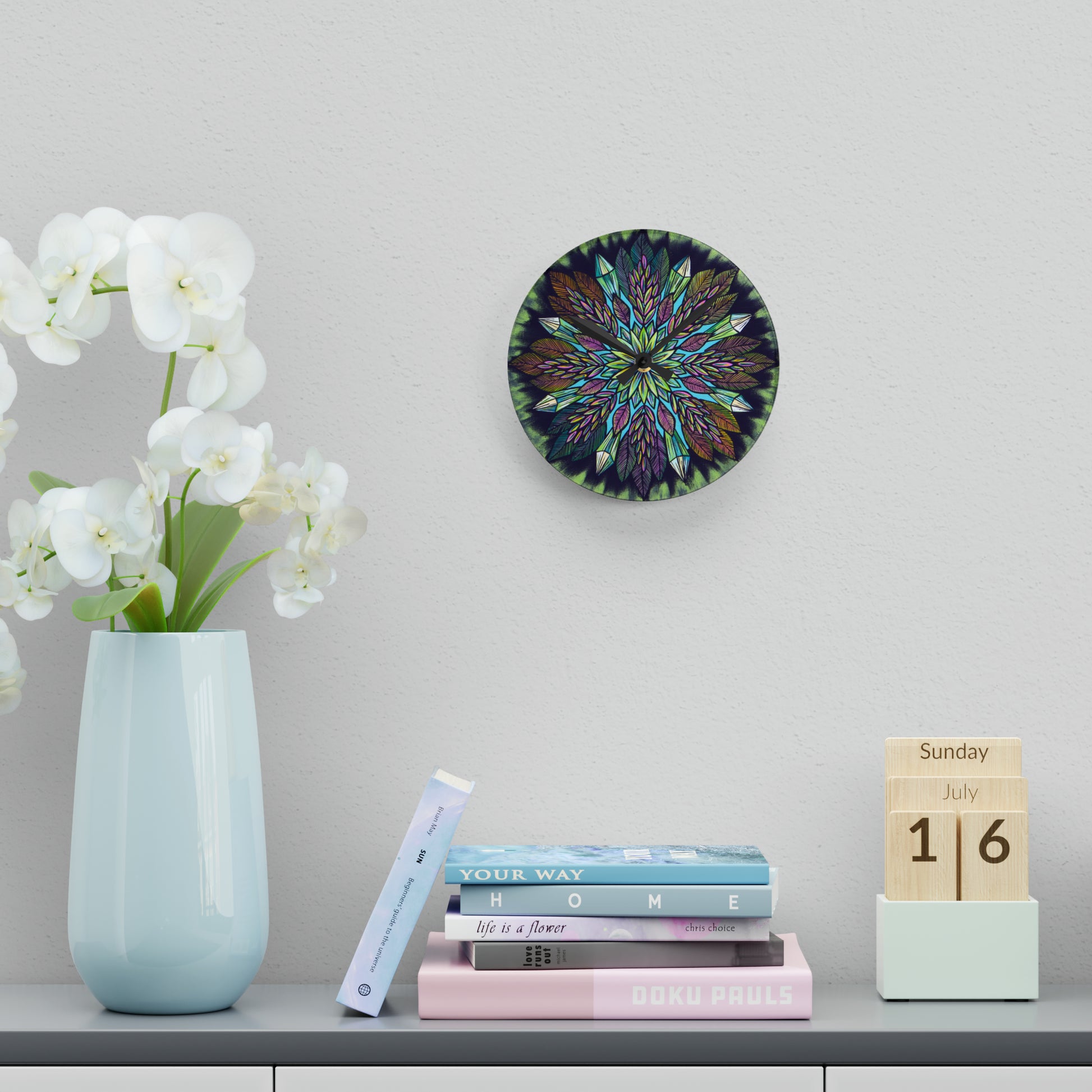 "Krystalhoja" Cosmic Clock - Blue Flame Array Home Decor