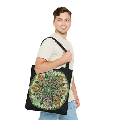 "Krystalhoja Verde" Tote Bag (All-Over-Print) - Blue Flame Array Bags